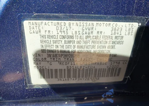 2017 Nissan Sentra S from USA, damaged, VIN 3N1AB7AP3HY289298